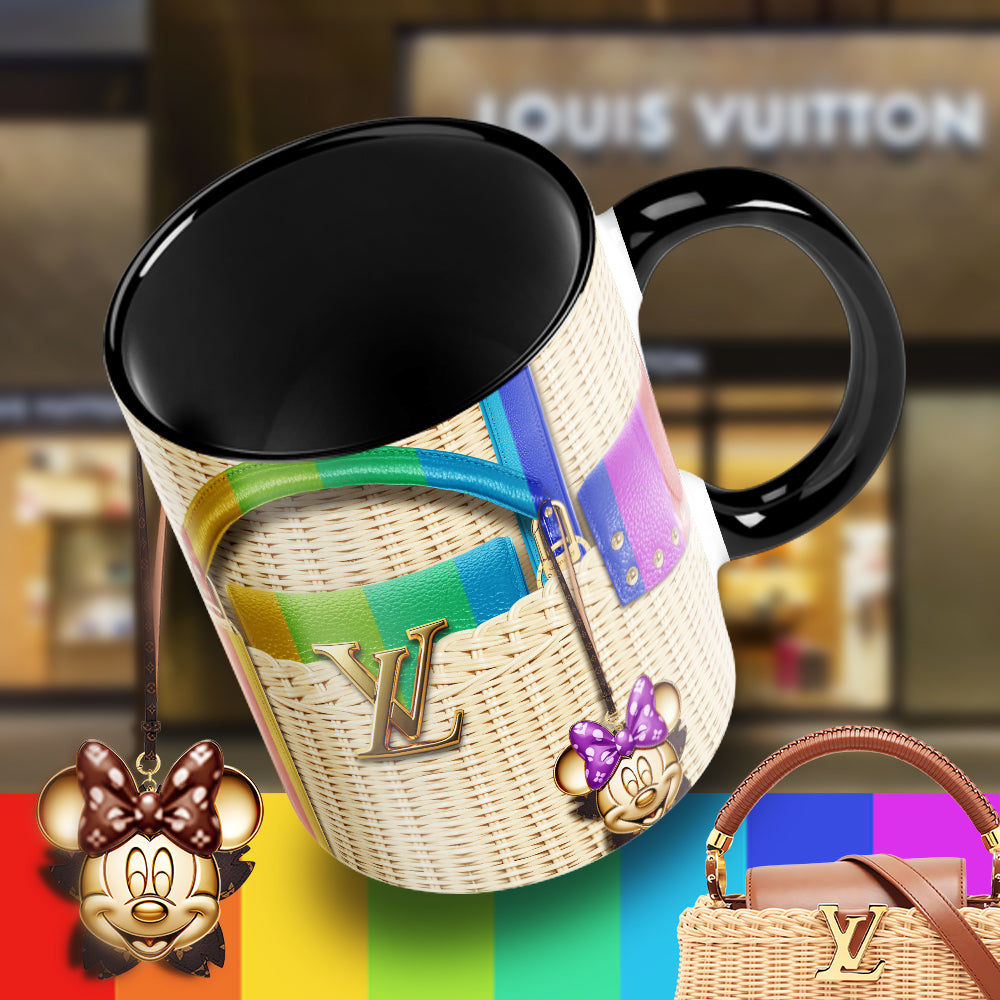 Luxury Minnie-Inspired Designer Mug – LV Wicker Style Coffee Cup with Glam Bag Aesthetic