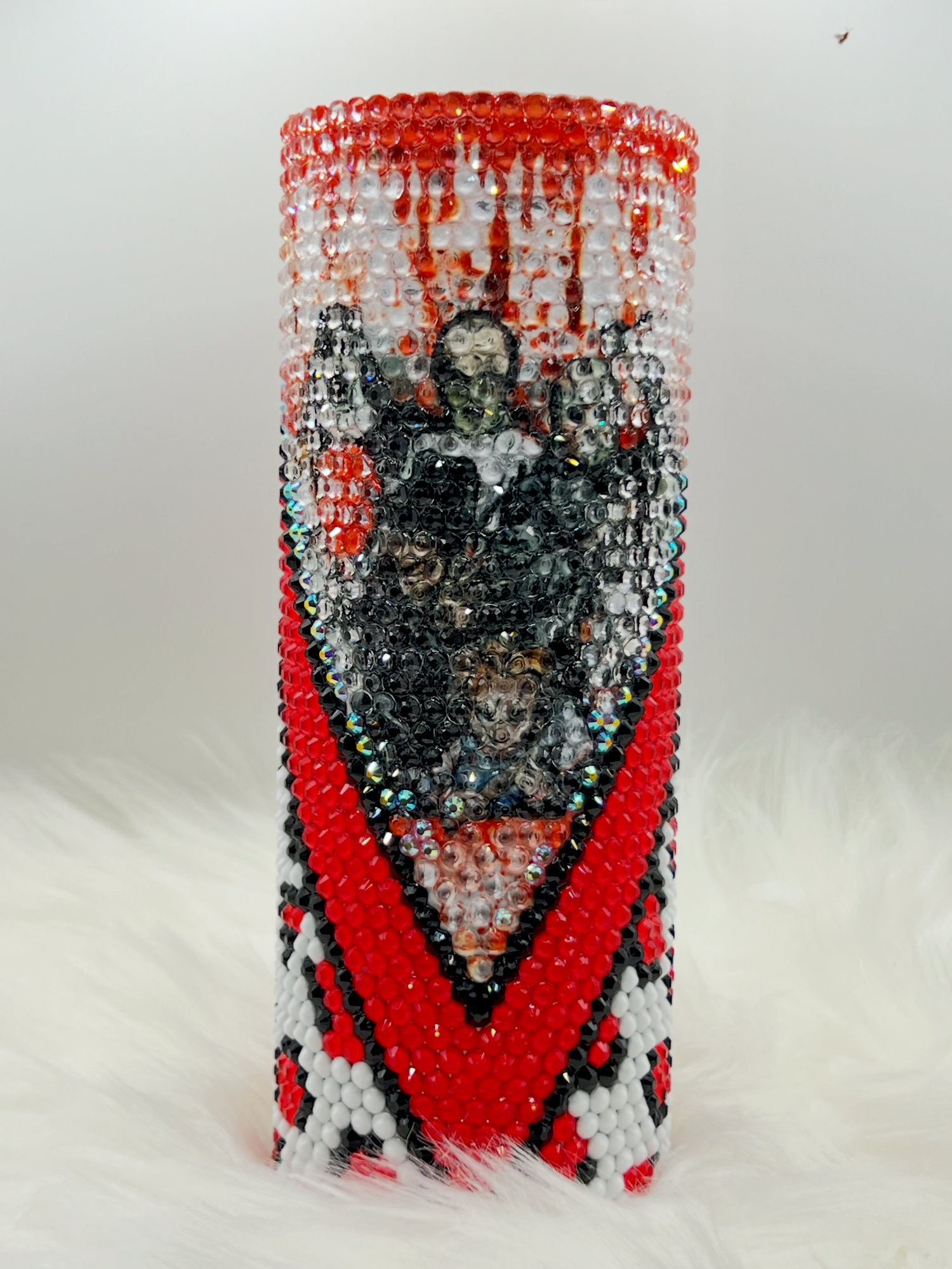 Halloween Horror Rhinestone Tumbler – 20oz Bling Ghost Face Cup, Spooky Horror Movie Inspired Drinkware