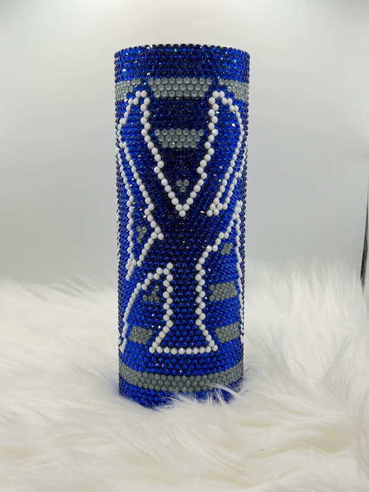 Blue & Grey Rhinestone Tumbler – Handmade Sparkling Rhinestone Tumbler
