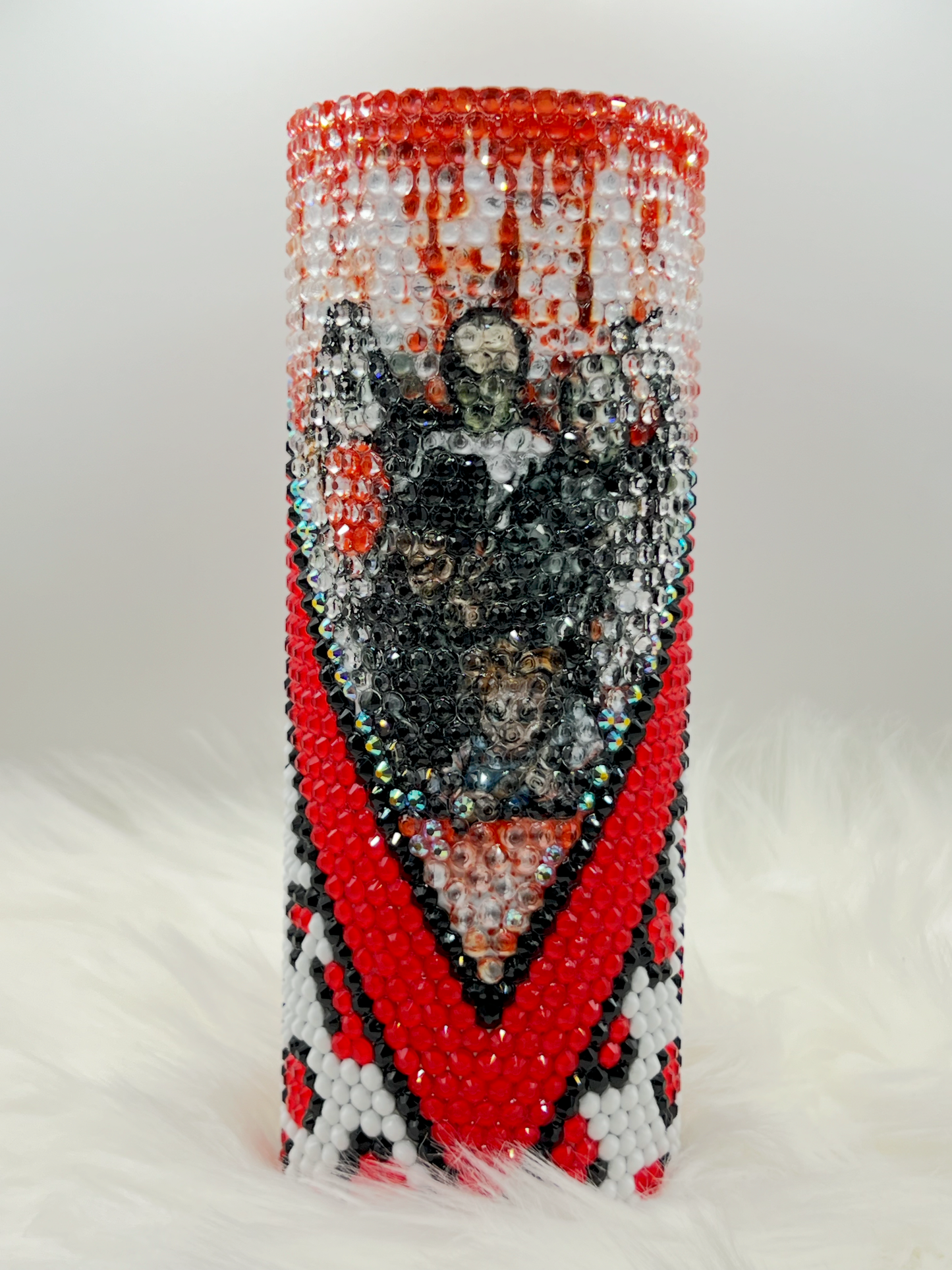 Horror Movie Rhinestone Tumbler – Red, Black & White Rhinestone Tumbler